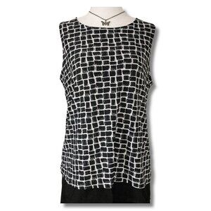 DKR Black and white brick wall print sleeveless shirt ~ Graphic MEDIUM LARGE top